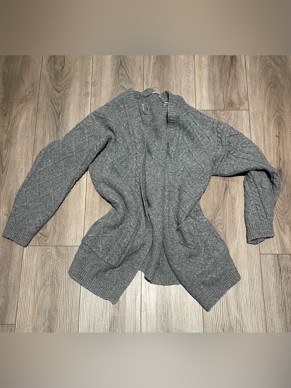 🔥3/$15 Ardene Charcoal Gray Cable Knit Open Cardigan
